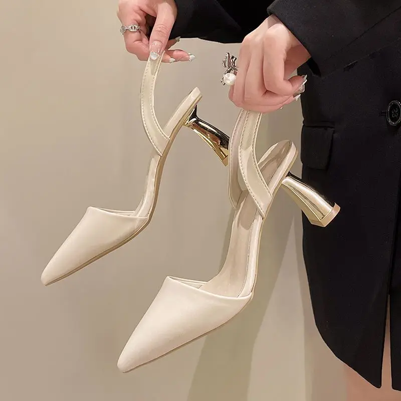 Green Ladies Shoes White Sandals for Women Summer 2025 Heeled Pumps Office Work Footwear Black High Heels Designer Sale Daily F