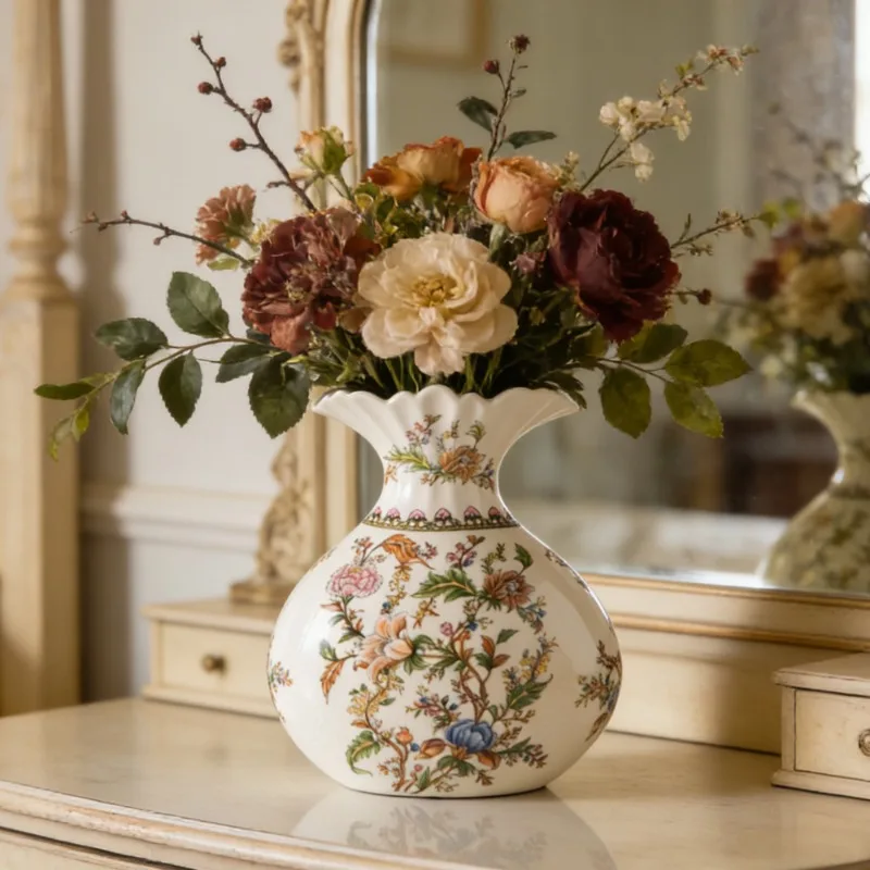 New Chinese ceramic vase American retro porcelain vase flower arrangement household living room decorative flower