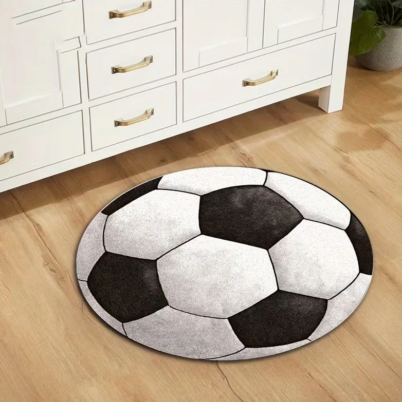 Basketball Themed Circular Area Mat Comfortable and Machine Washable Bedroom Living Room Game Room Decoration Bedroom Carpet view 2