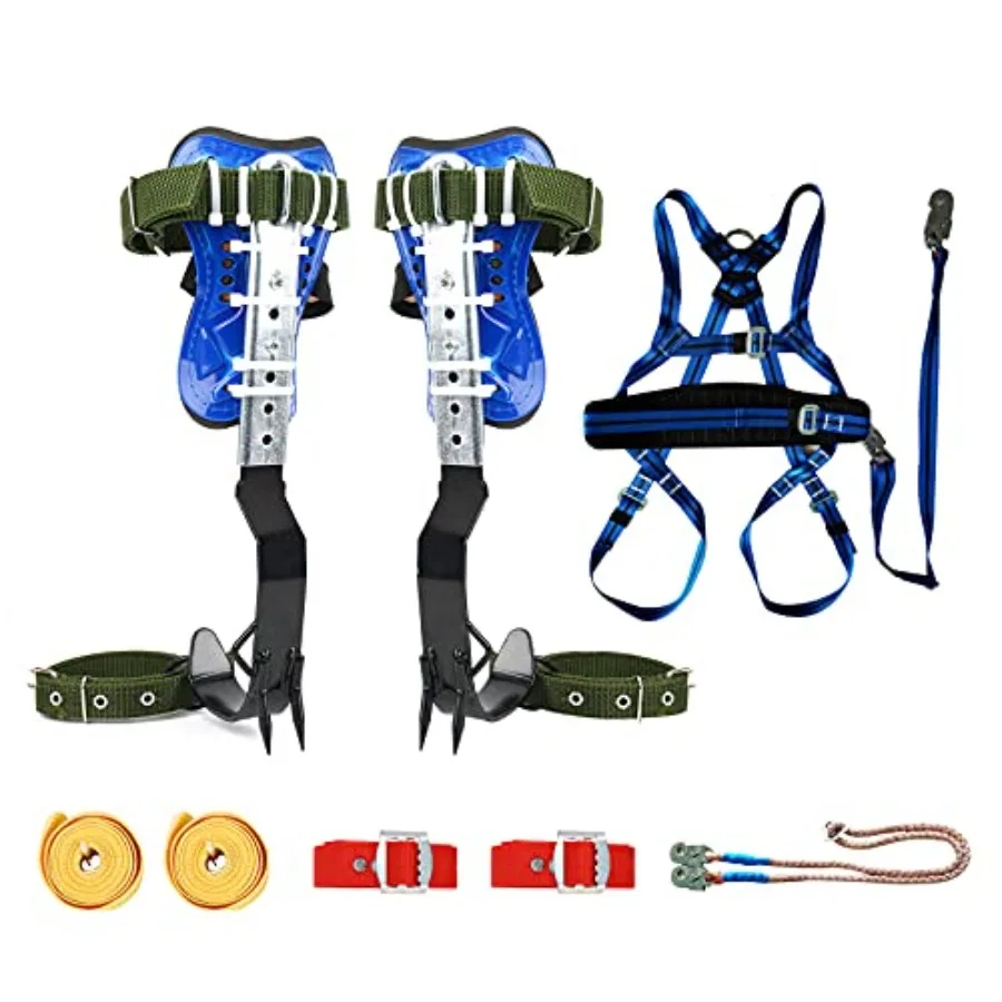 

Climbing Spike, Tree Climbing Steps Gear with 5 Point Belt Straps Portable Adjustable Lanyard and Extra Multi-Functional Straps