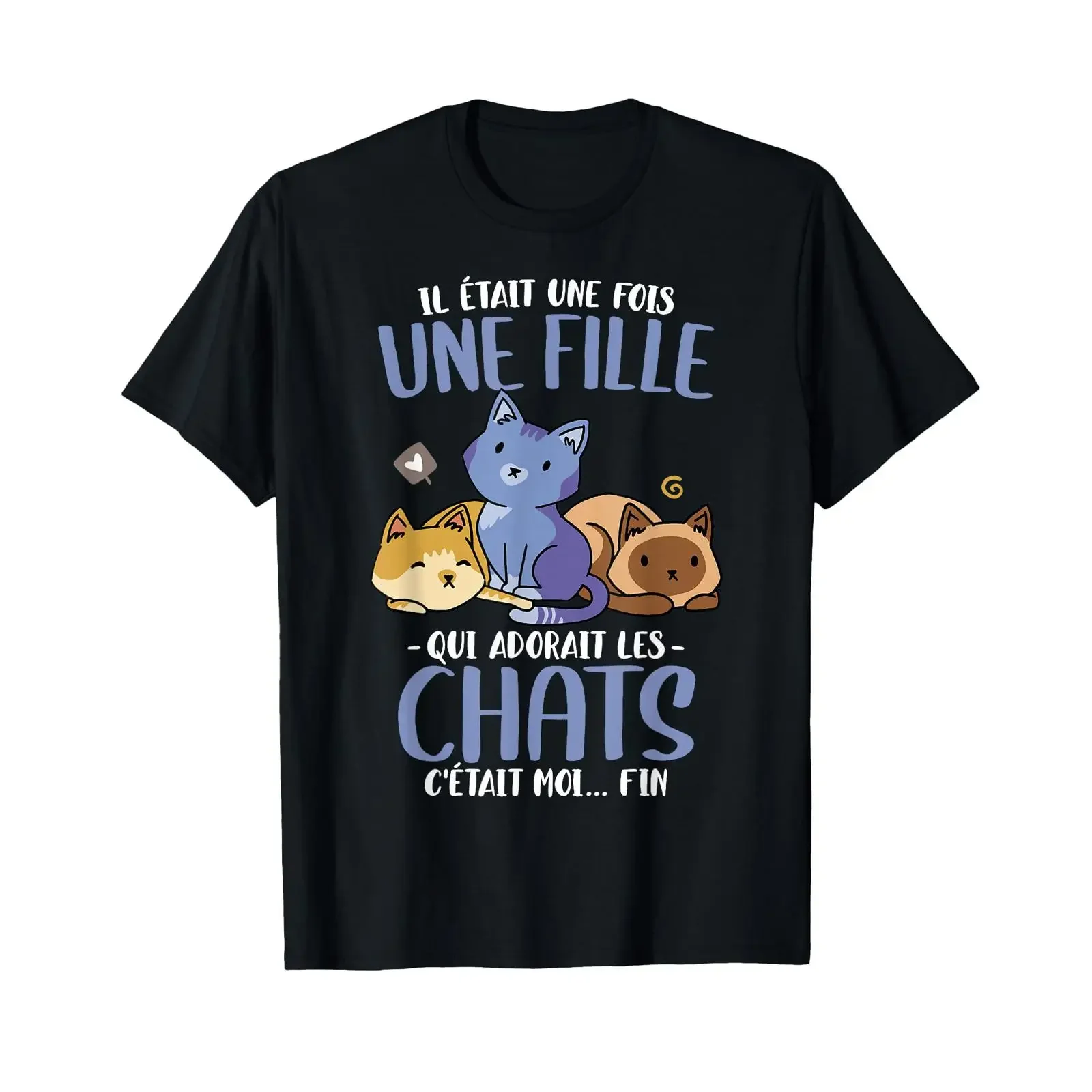 T Shirt Cat Il était une fois femme fille humour cats vintage Washed graphic Casual designer clothes Unisex Comfortable fashion