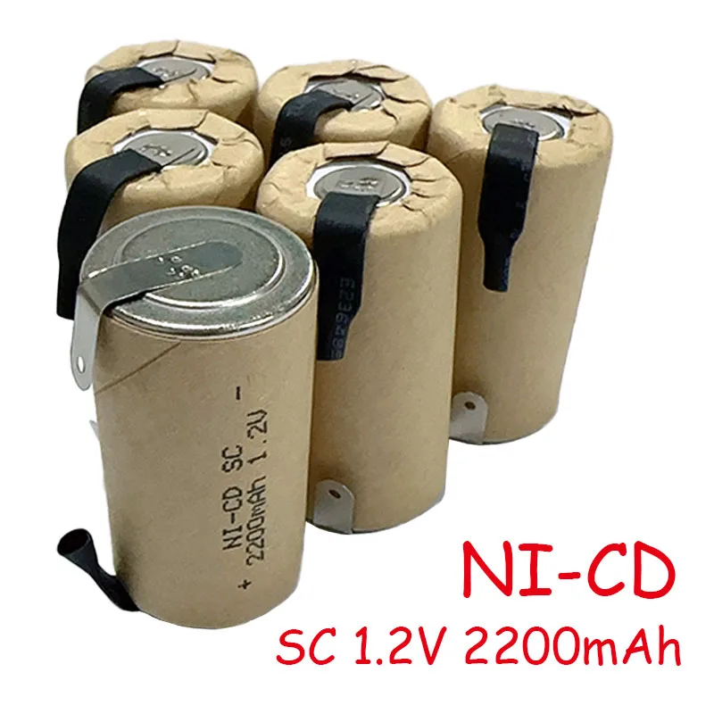 بطاريات SC جديدة 2-18 قطعة مفك كهربائي 1.2 فولت 2200 مللي أمبير في الساعة SubC Ni-Cd بطارية قابلة للشحن