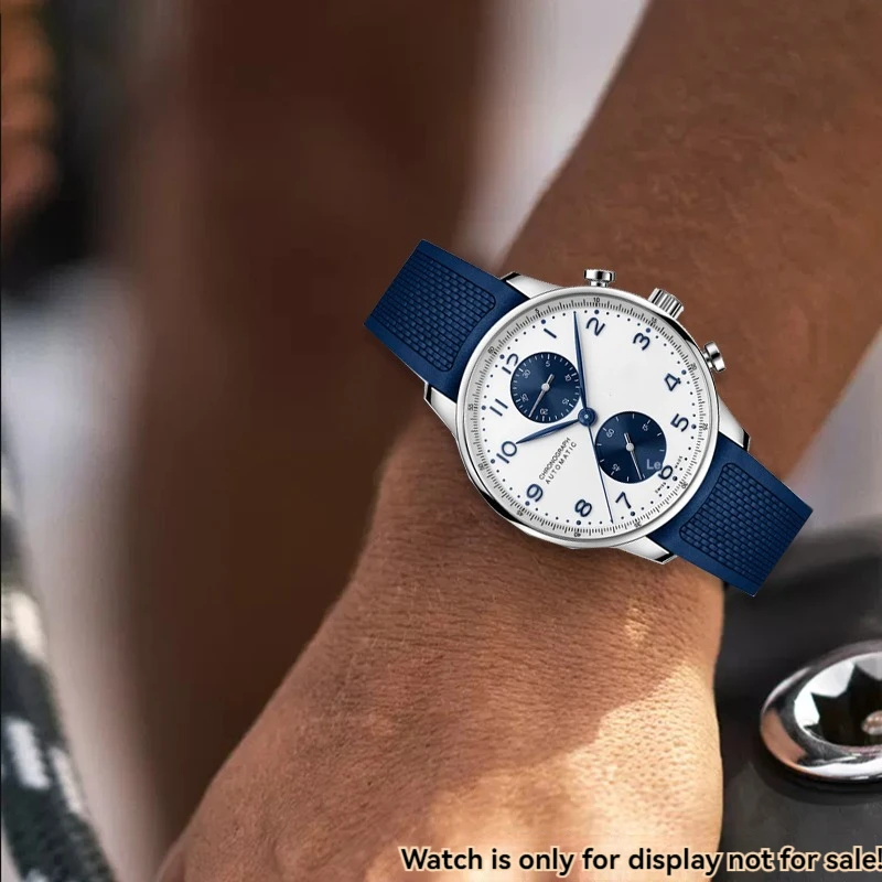 قوس معدني فلوروروبر حزام (استيك) ساعة مع IWC IW371620 1609 البرتغال سلسلة ساعة رجالي اكسسوارات 20 مللي متر دبوس مشبك حزام