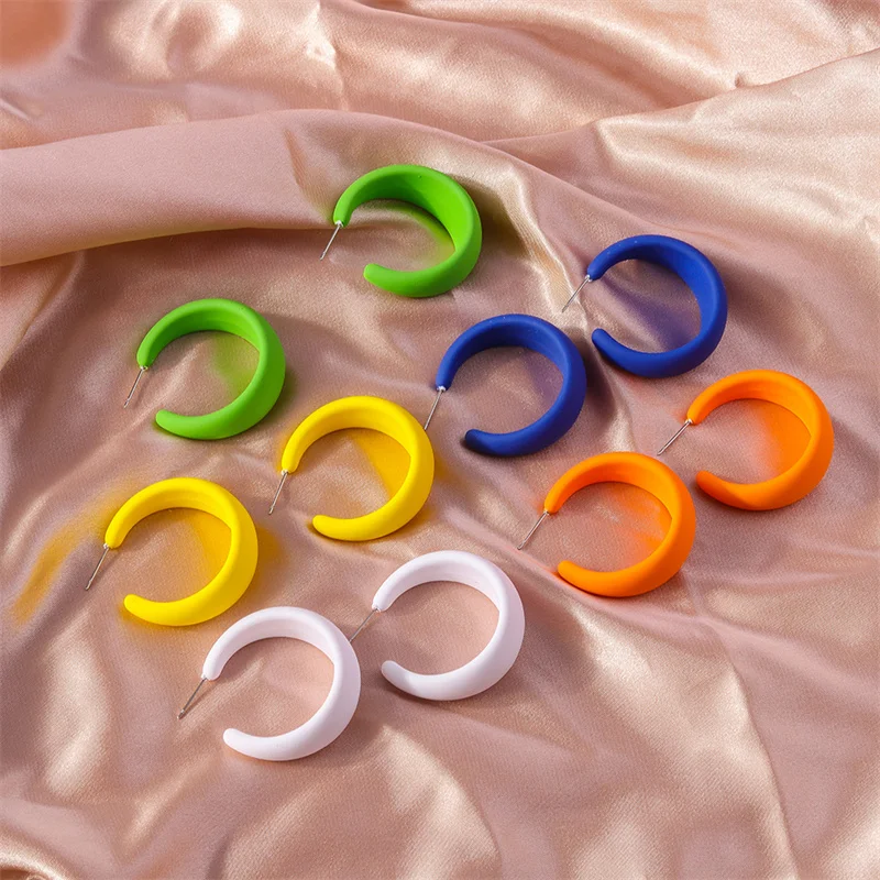Aihua koreanische bunte Acryl klobige runde Creolen für Frauen einfache geometrische Harz Ohrringe Aussage Schmuck Geschenke – Detail 15