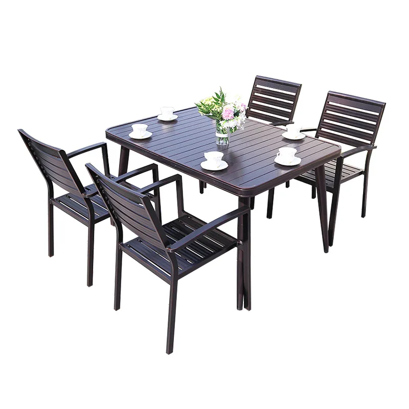 Outdoor tables and chairs Aluminum alloy courtyard balcony tables and chairs, villa open-air dining tables and chairs Commercial