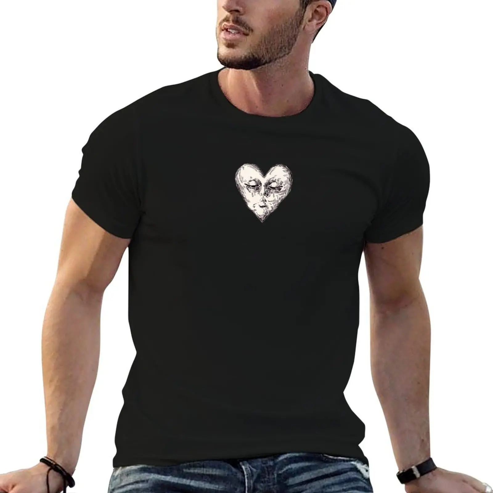 Heavy Heart T-Shirt Basic Simple Design Short Sleeve Shirt