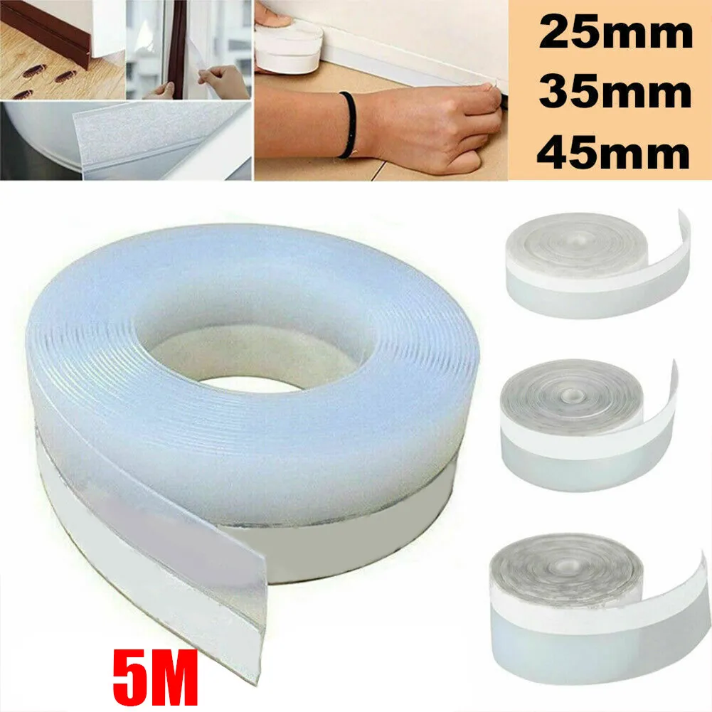 Bande adhésive en Silicone de 5M, bande d'étanchéité contre les intempéries avec ruban adhésif pour battants de porte, matériel de décoration pour la maison