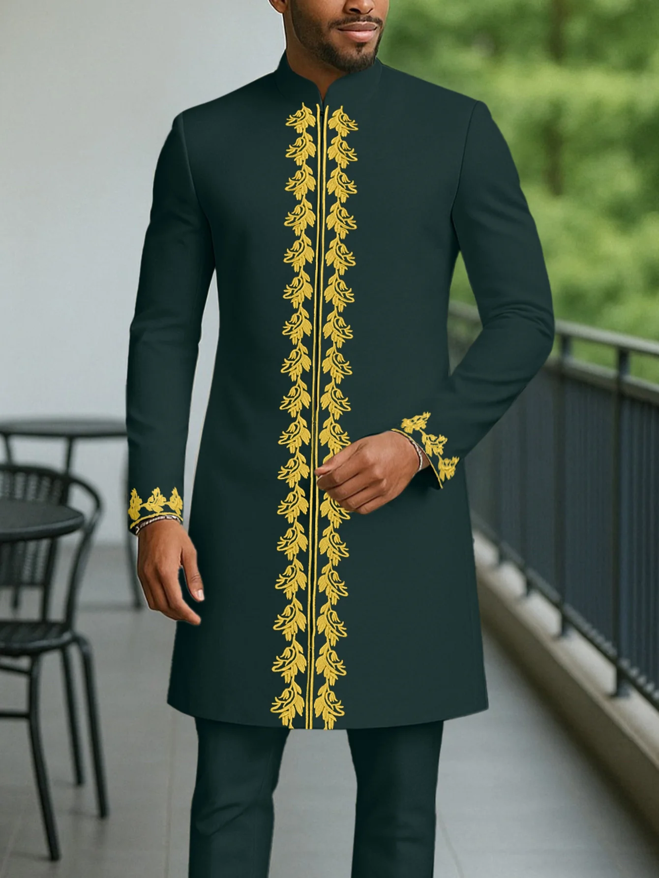 White Men\'s Wedding Kaunda Suits Long Sleeve Tops Pants African Ethnic Casual Traditional Clothing 2PCS Suit Kaftan Outfits Wear