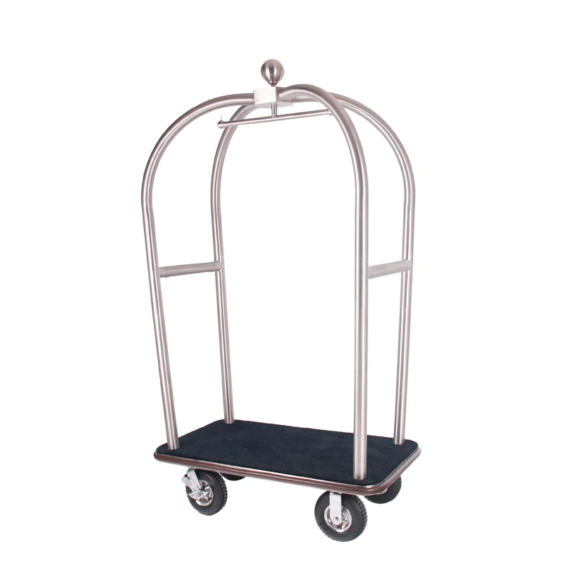 

Modern Luxury Hotel Cart Platform Restaurant & Airport Luggage Trolley With Sleek Silver Finish Made Of Durable Metal