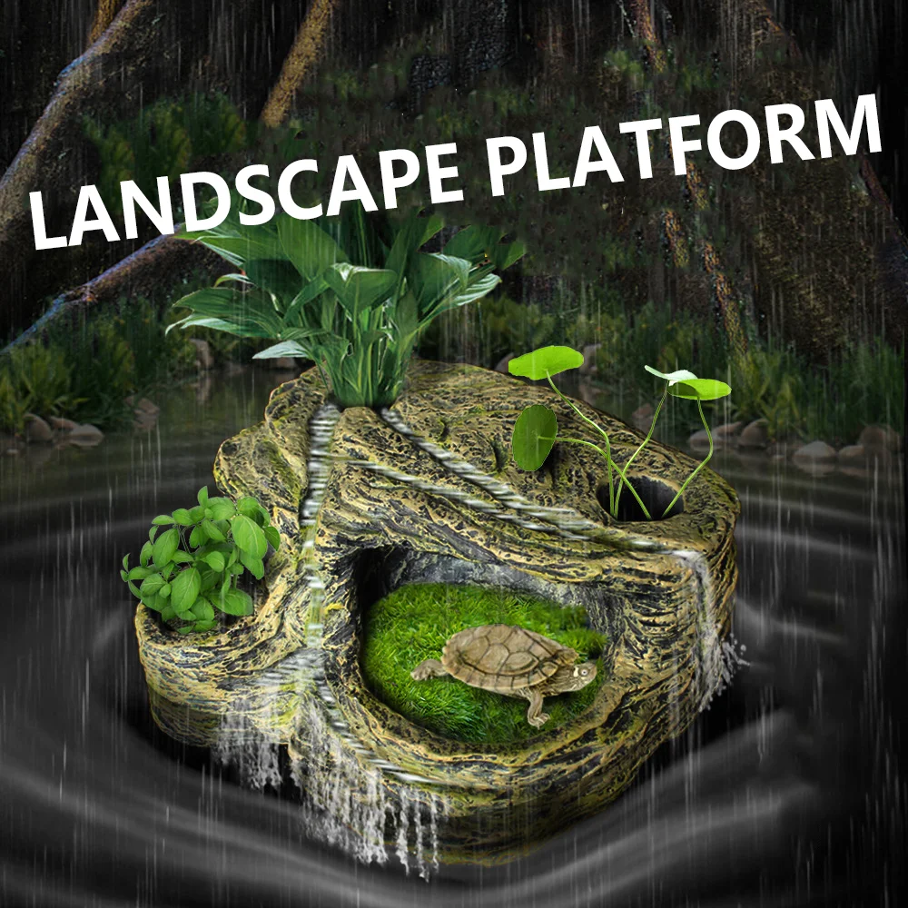 

Amphibians Reptile Turtle Drying Platform Hydroponic Platform Hiding Hole Deep Water Floating Island Resin Landscaping Rockery