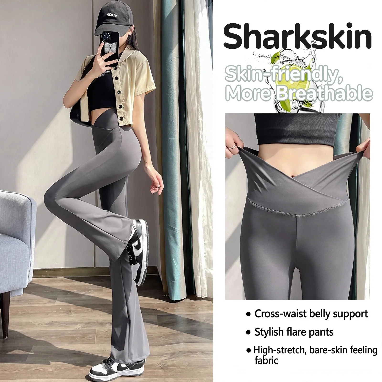 Maternity Flared Pants Belly Support Slim Fit Stretch Yoga Pants Pregnant Women Spring Autumn Summer Casual Daily Work Wear