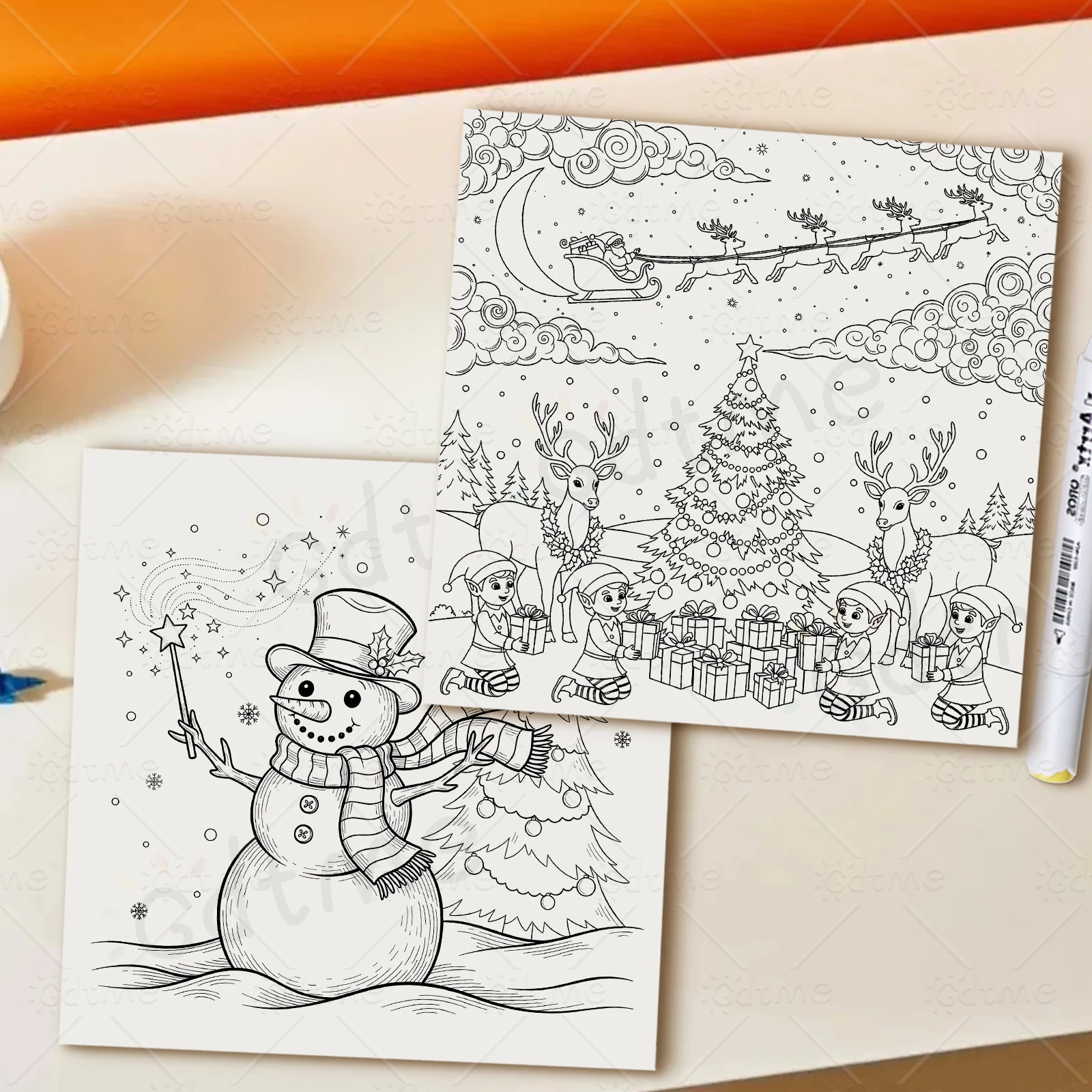 Frohe Weihnachten, süßes und einfaches Malbuch für Erwachsene, Zeichenbuch, perfektes Geschenk für Party und Geburtstag zur Entspannung und Angst – Detail 8