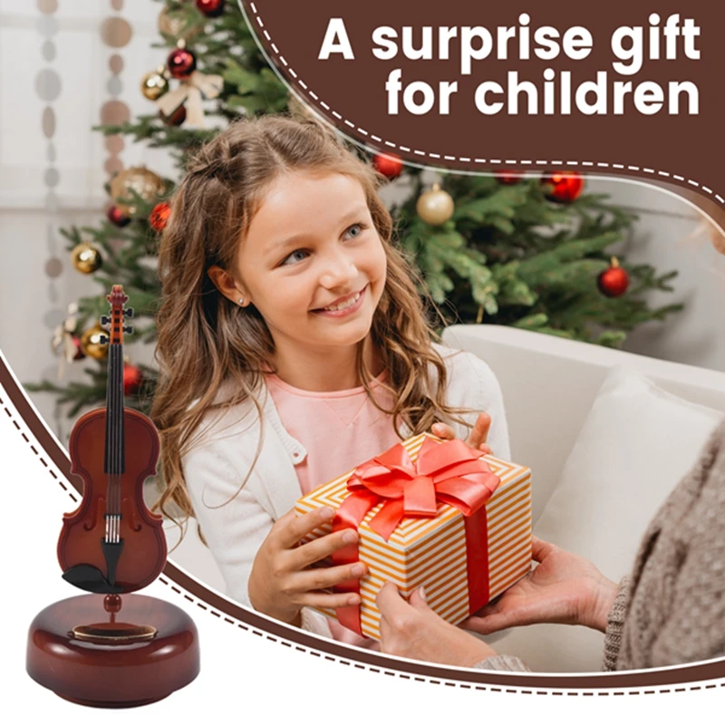J1UL1N Violin Music Box, Rotating Musical Base, Classical Music Box Instrument, Gift For Boys Girls Birthday Christmas