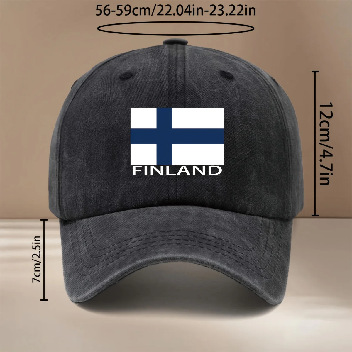 FINLAND Text Flag Print Pattern Baseball Cap, Relaxed Fit Duckbill Cap, Lightweight Textured Casual Hat, Simple and Stylish Hip-