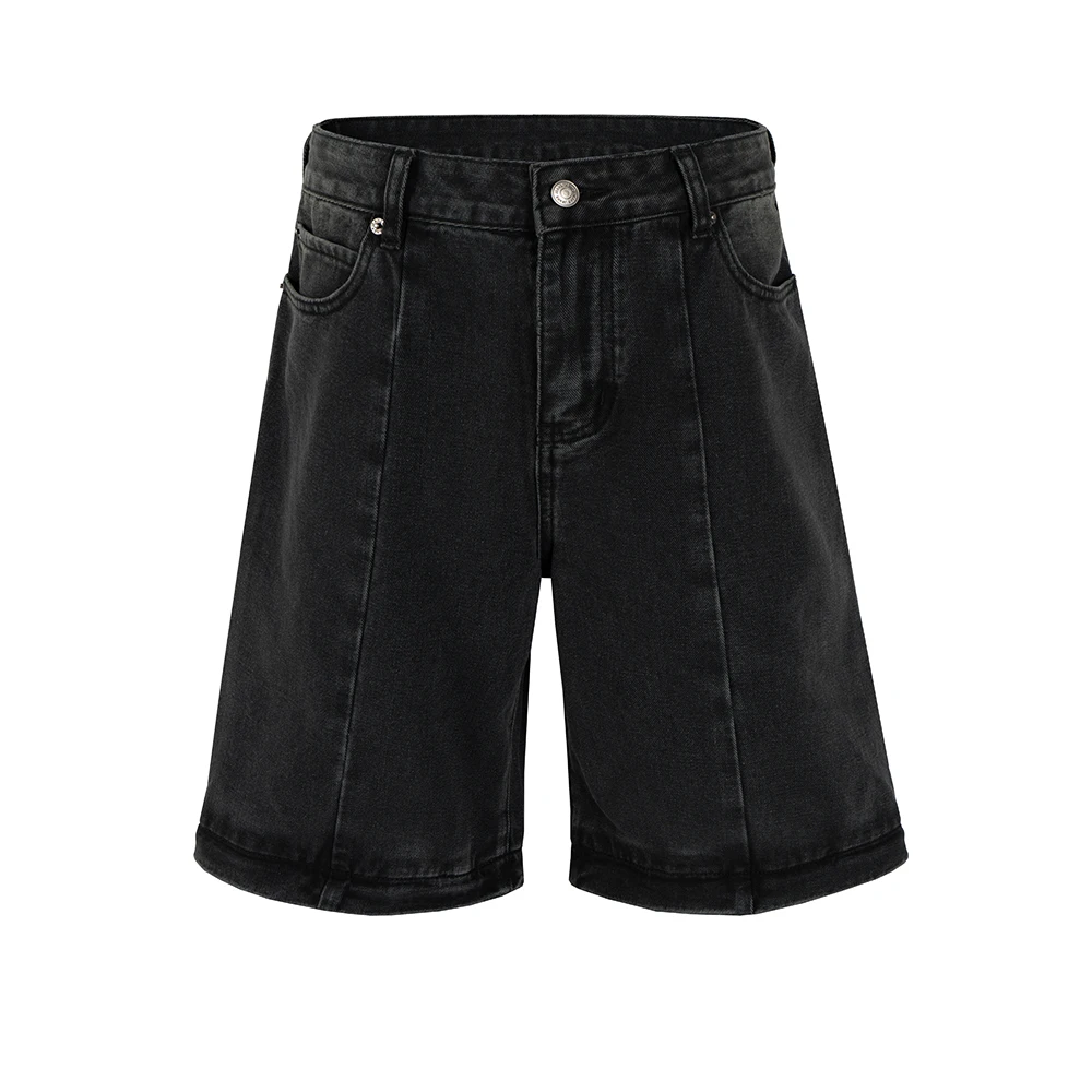 Vintage Washed Distressed Detachable Micro Flared Jeans for Men Streetwear Boot Cut Harajuku Loose Baggy Denim Trousers