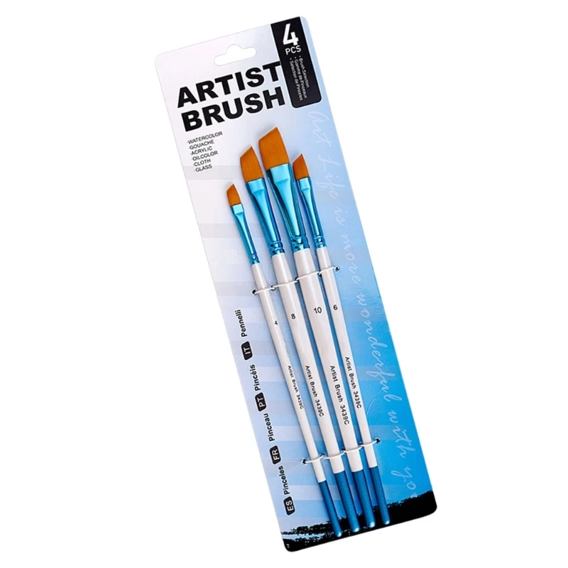 4PCS Professional แปรงไนลอนแปรงทาสีสีน้ำสำหรับศิลปิน