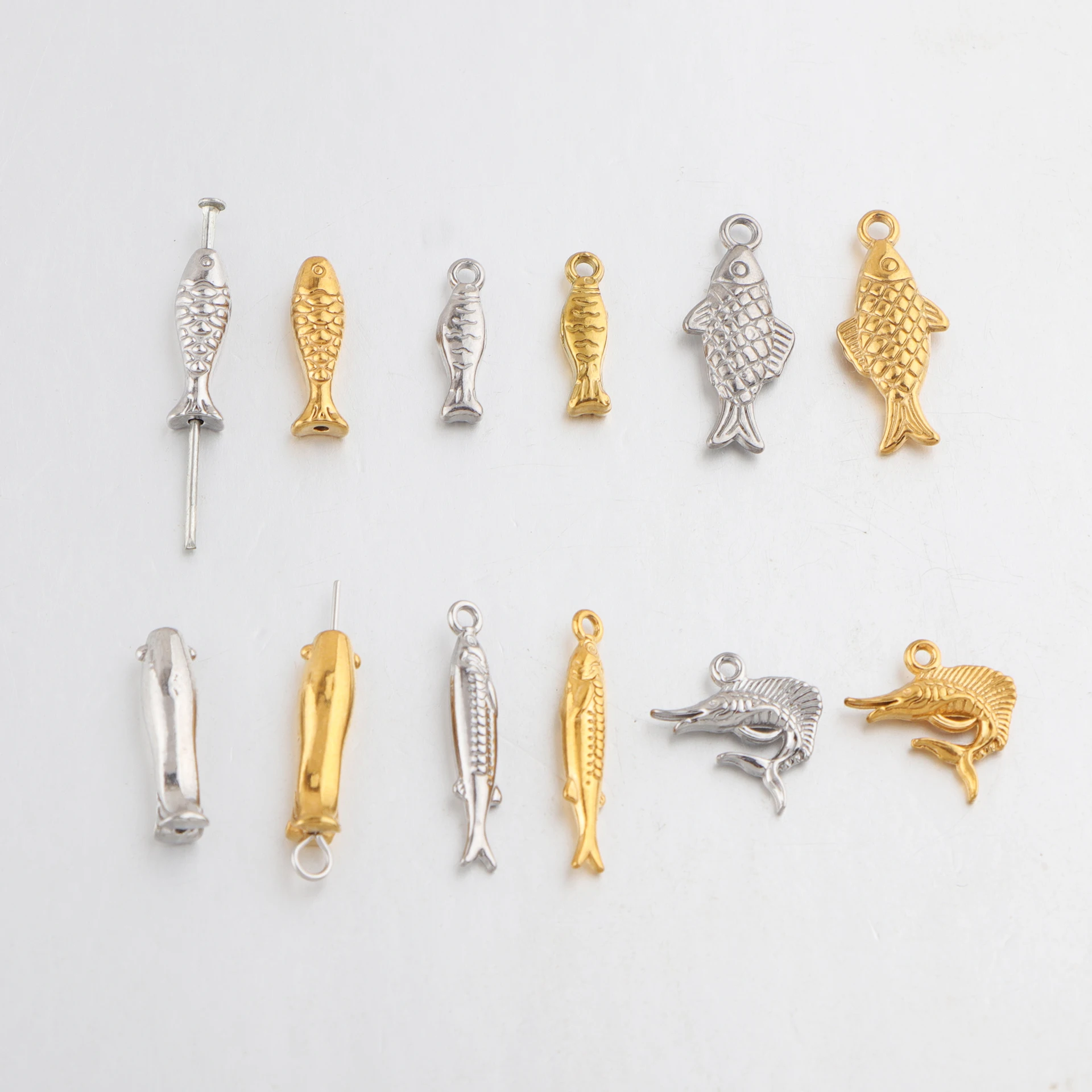 20pcs/lot Stainless Steel Fish Charms Mini Fish Pendant for DIY Necklace Earring Bracket Jewelry Making Accessories