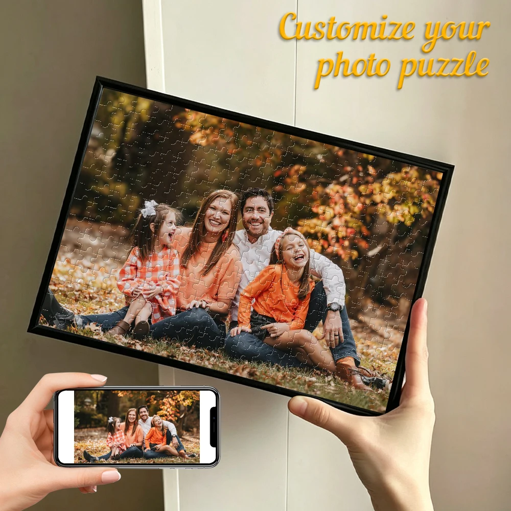 Custom Photo Puzzle,with Frame or Only puzzles,Personalized Picture Jigsaw for Family,DIY Gift Idea,Custom Memorial Puzzle