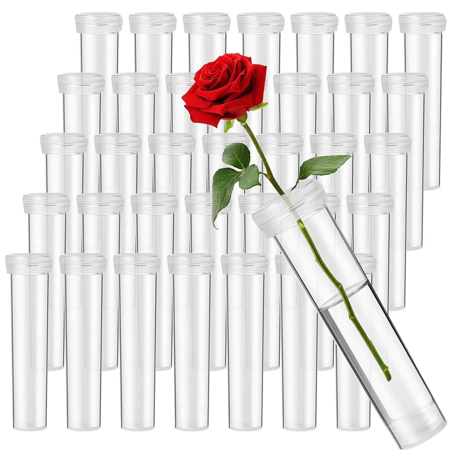 100 Pcs Plant Stand Flower Preservation Tube Water Tubes Floral Vial Arrangements 720X180X180CM For Flowers Transparent