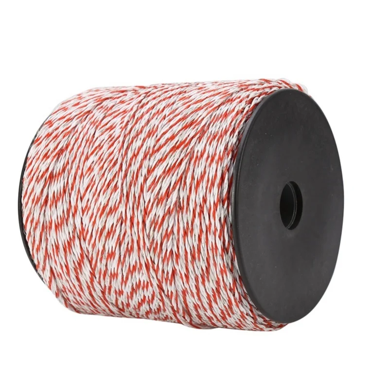 500M White&Amp;Red Electric Livestock Fence Wire Stainless Steel Conductive Rope