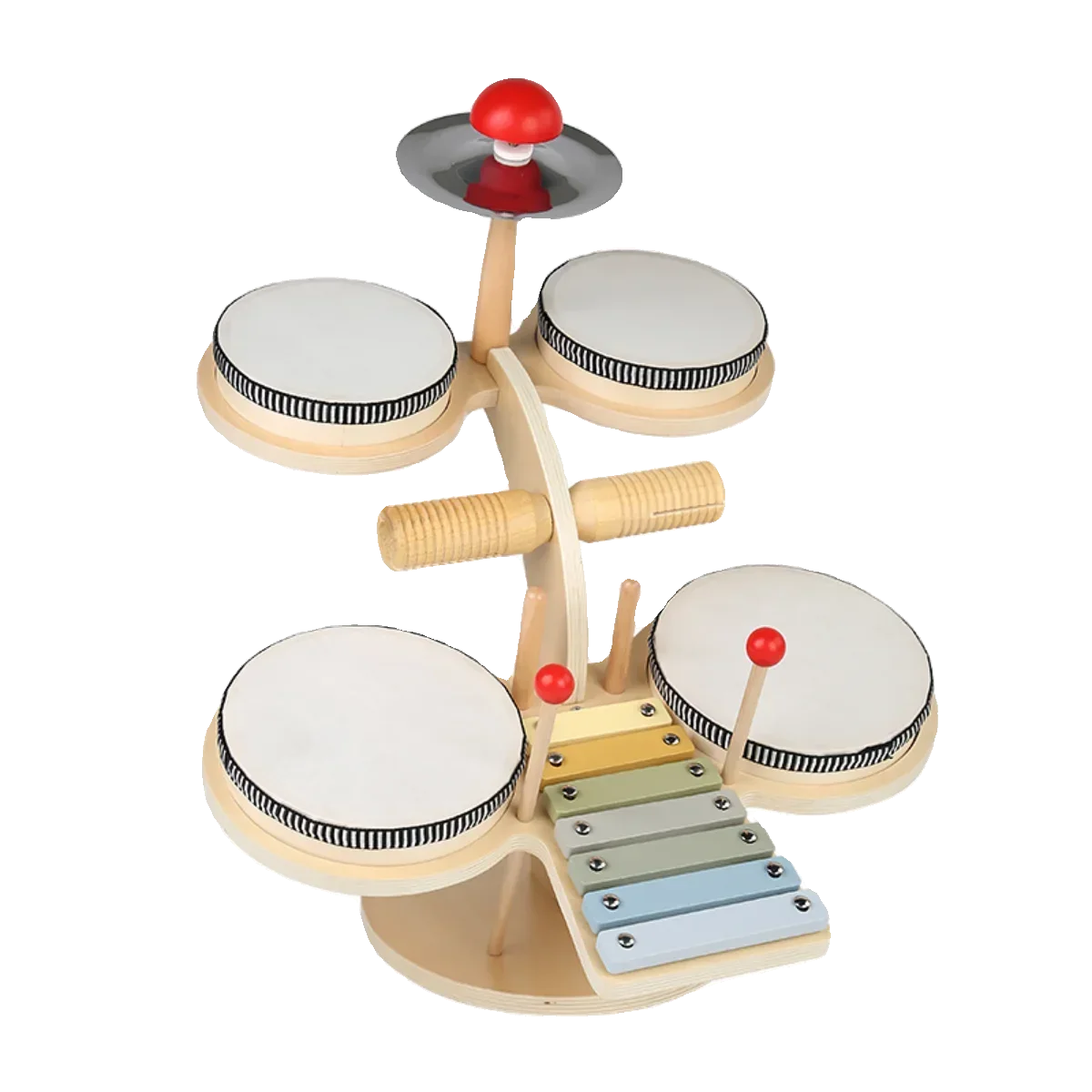 Multifunctional wooden drum kit kitten music station children's music enlightenment early education