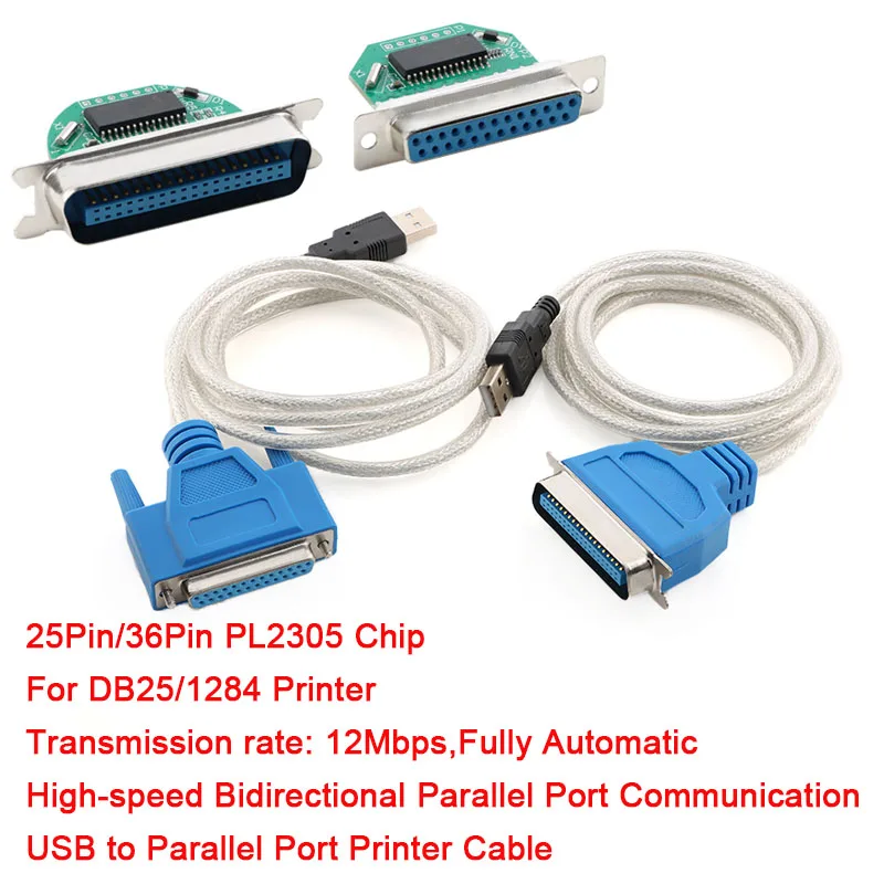 USB to Parallel Port Module PL2305 Printing Wire Board 25 Pin/36 Pin Printer PL2305 Chip  Printer Interface Module 36Pin Paralle