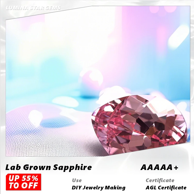 

L-Lab Grown Sapphire Pear Shape Sunrise Pink Color VVS1 Gemstone Beads for Diy Charm Jewelry Making Selectable AGL Certificate