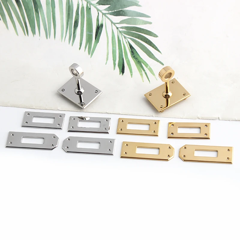 1/5Sets Stainless Steel Metal Rectangle Hanger Clasp Locks For DIY Craft Handbags Purse Bags Belt Buckles Hardware Accessories