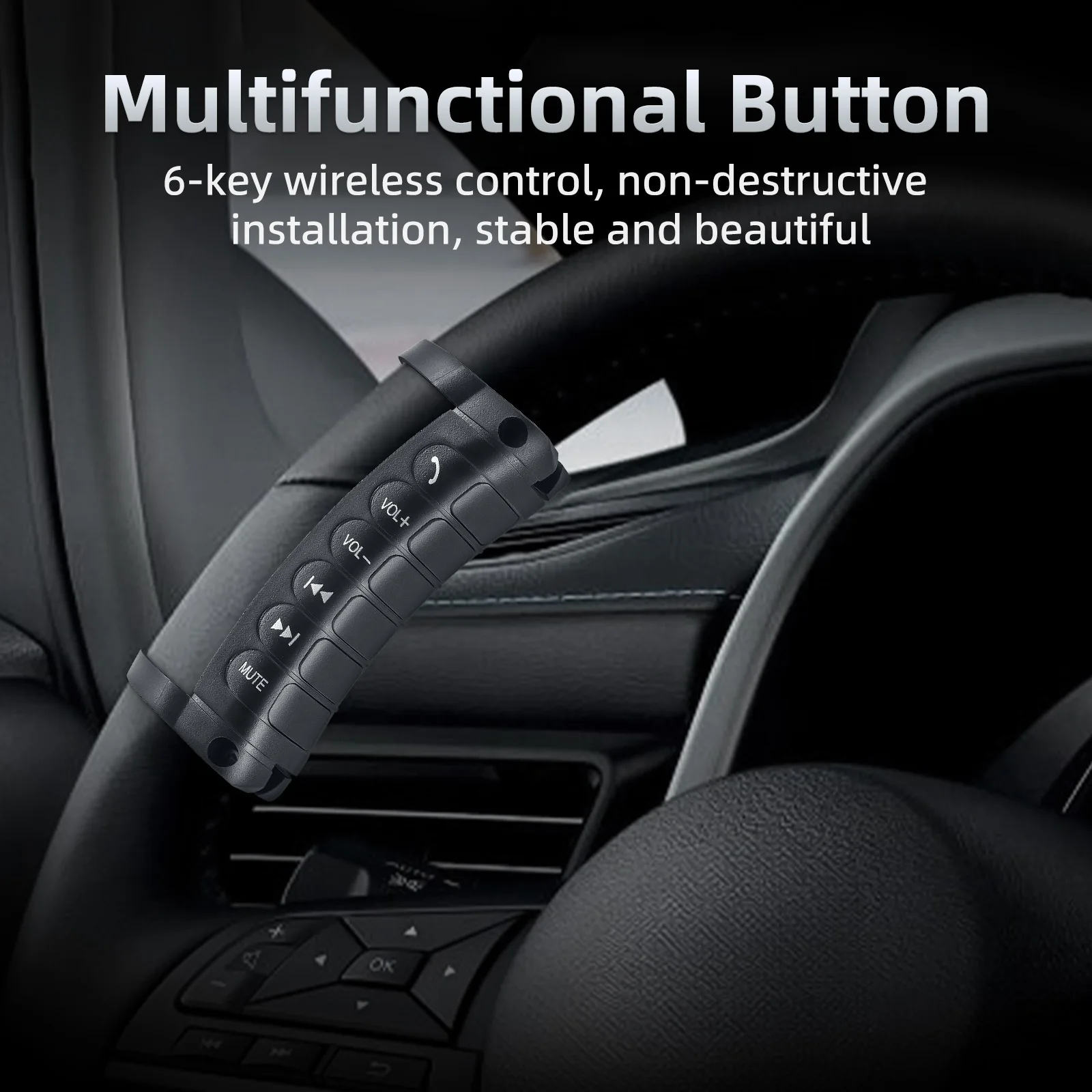 6 Keys Wireless Car Steering Wheel Controller Remote Control Button Universal Multi-function Volume Switch Buttons For Android