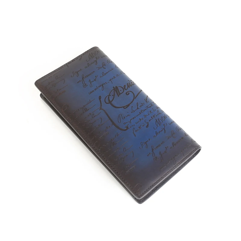 DIMY 2023 Men Wallet Vintage Style Business Card Genuine Leather Handmade Wallets Long Large Wallet Male （19-10.5-2.5cm））