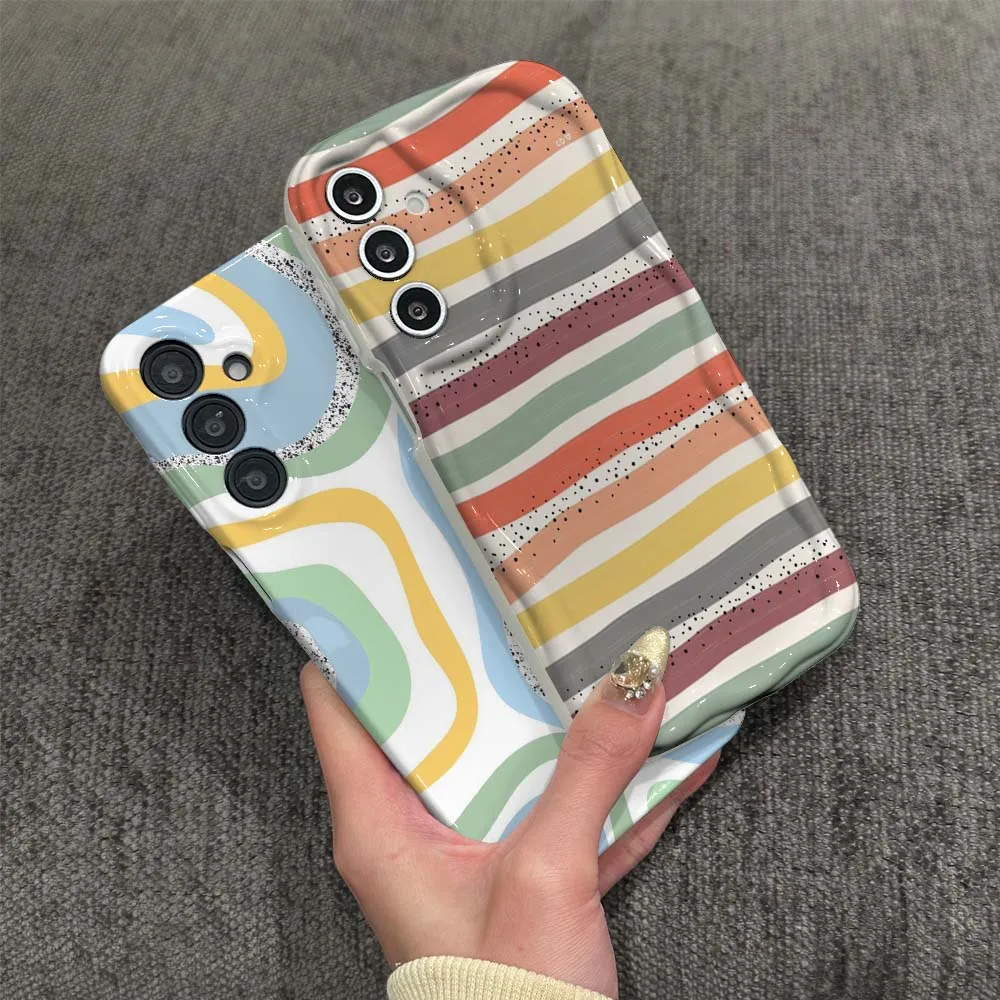 

Artistic Color Line Pattern For Samsung Galaxy A03 A04 A04e A04s A05 A05s A06 A11 A12 A13 A14 A15 A16 Wave Oil Film Phone Case