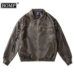 [BOMP] 2024 Men EONMODISH Men's Wear | 2024 Autumn American Street Trendy Brushed Leather Jacket New Fashion