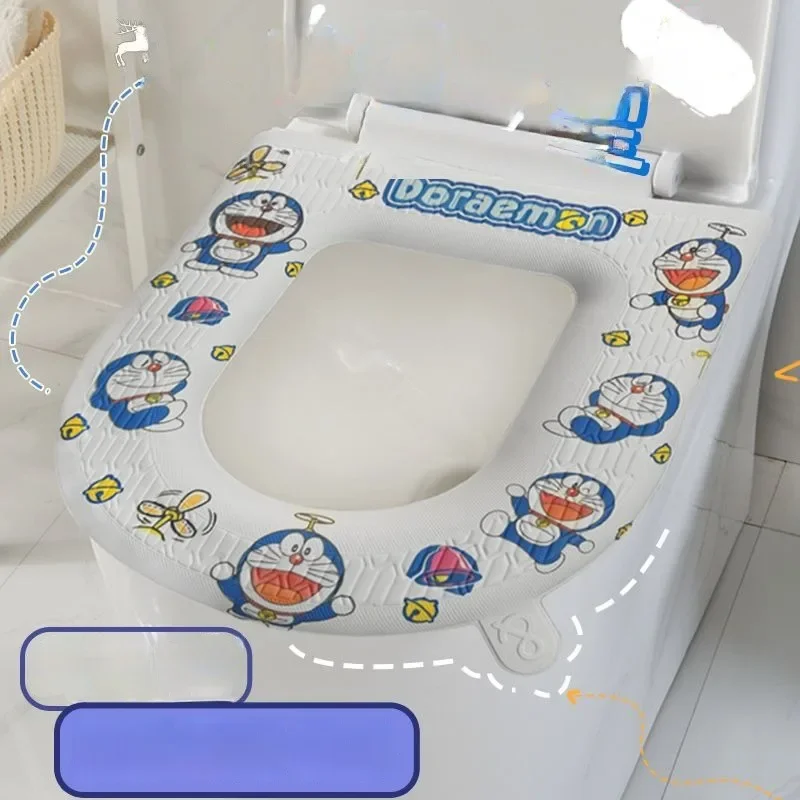 Doraemon Universal Toilet Cover Anime Four Seasons Universal Washable Toilet Pad EVA with Handheld Toilet Seat Accessorie Gifts