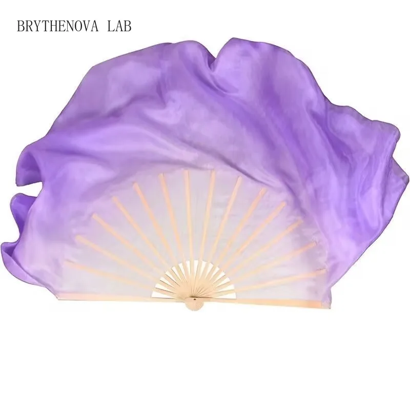 Real Silk Dance Fan Chinese Dance Double-sided Long Silk Fan Square Dancing Performance Group Two Sides Purple White