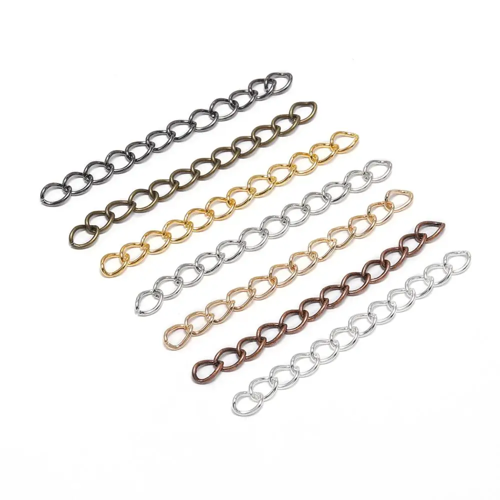 100 teile/los 50mm 70mm Halskette Verlängerung kette Bulk Armband verlängerte Ketten Schwanz Extender für DIY Schmuck machen Ergebnisse
