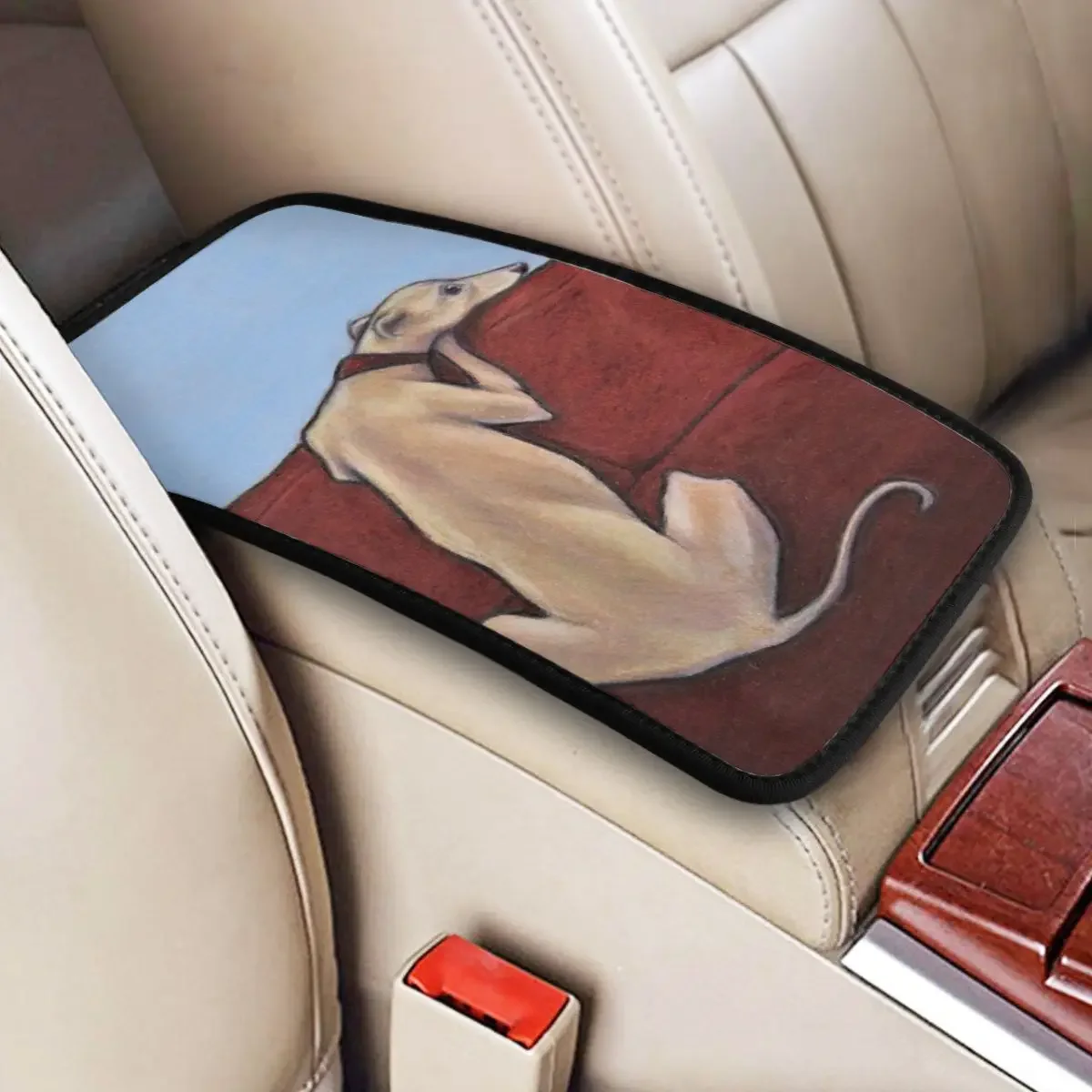 Car Armrest Cover Mat Whippet Waiting Car Center Console Protection Cover Mat Greyhound Hound Dog Interior Cushion Storage Box