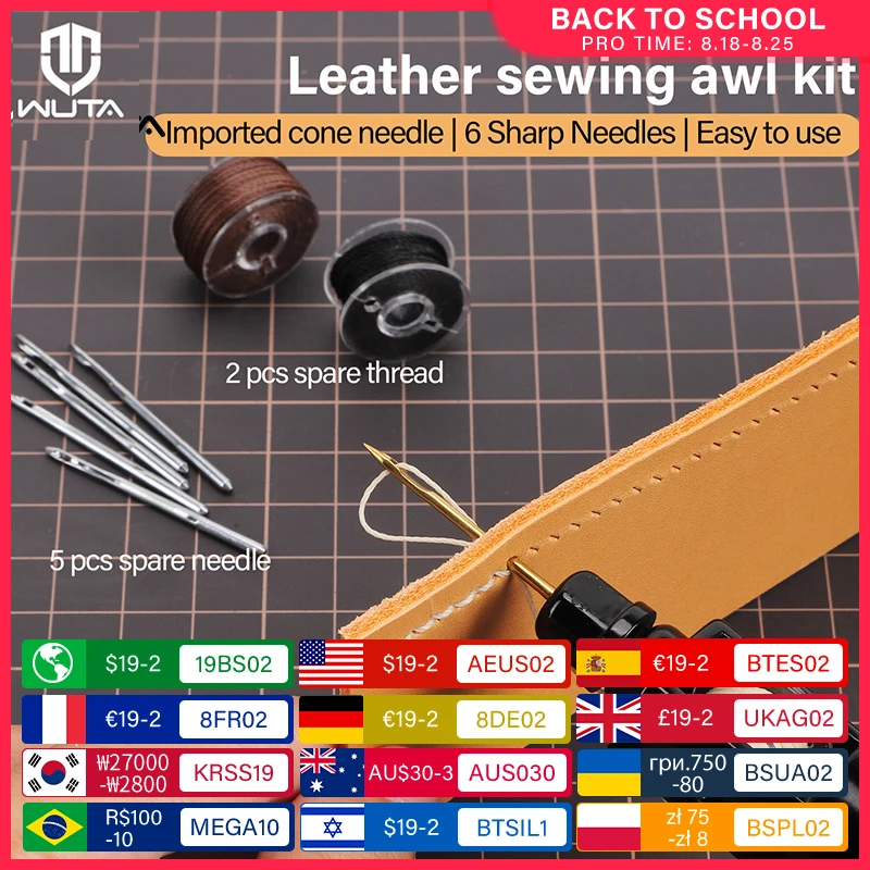 WUTA Leather Sewing Machine Stitching Awl Thread Kit Hand Speedy Stitcher DIY Craft Working Tools Set Shoemaker Canvas Repair