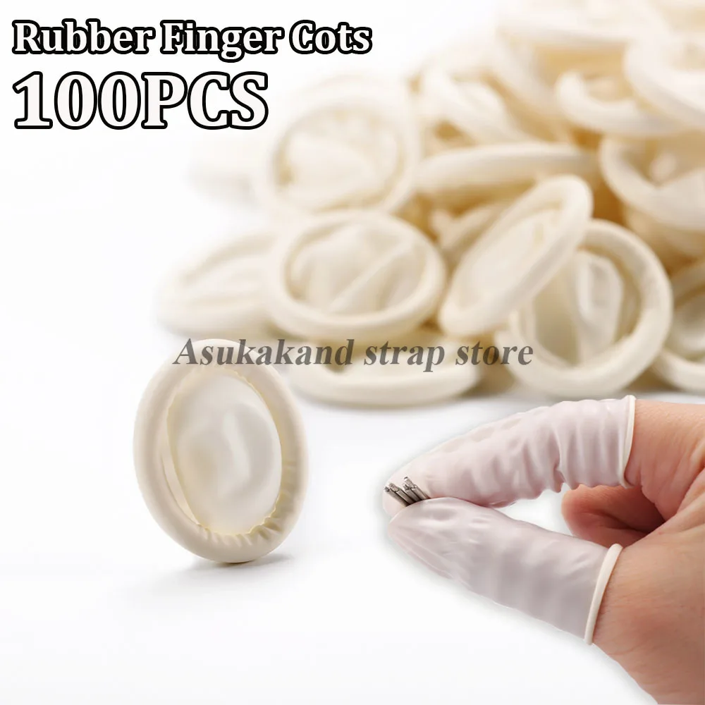 White Rubber Finger Cot Watch Repair Kit 100Pcs Latex Disposable Protective Finger Cots Dust-proof Finger Cots Watch Accessories