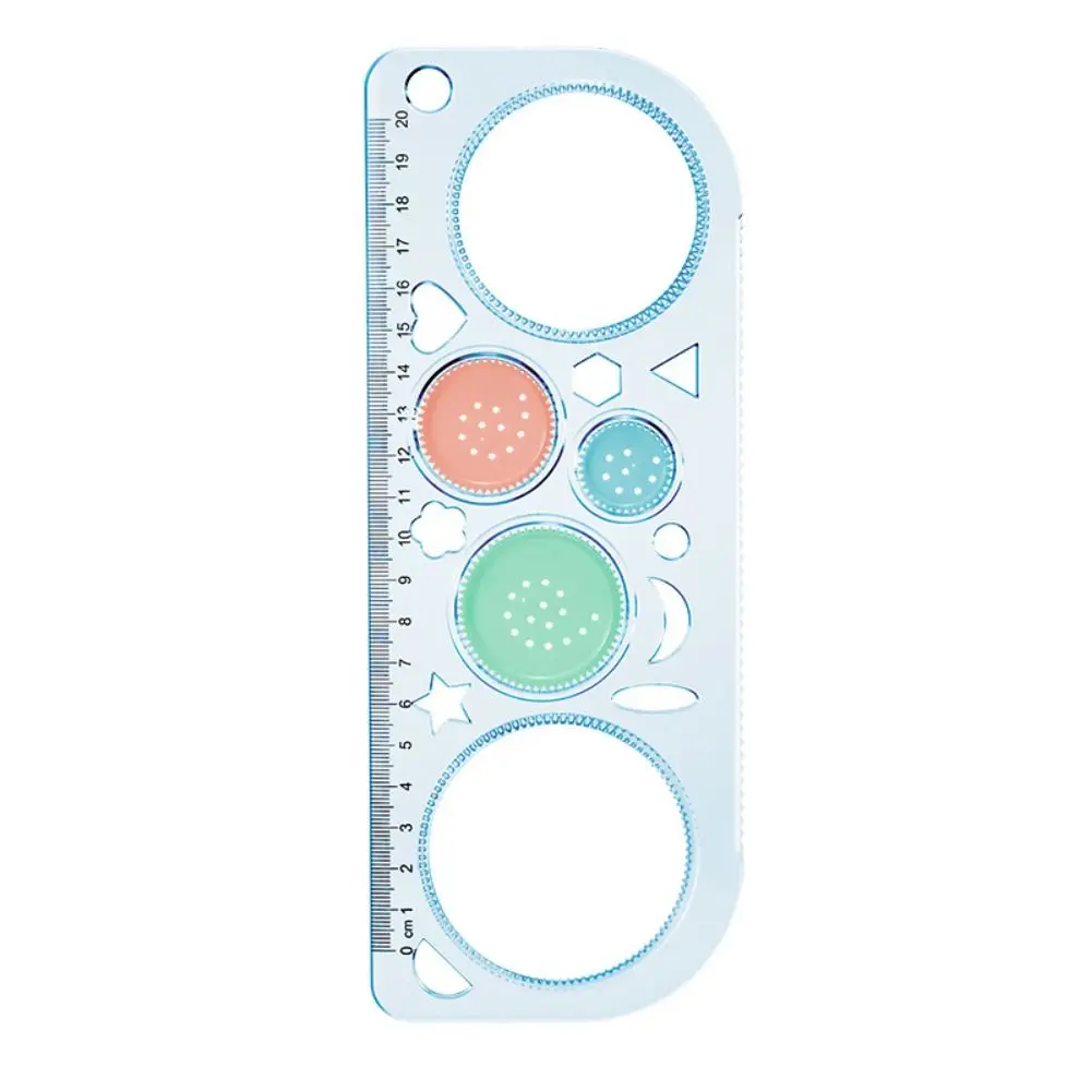 7pcs/Set Durable Plastic Multi-flower Ruler Multi-functional Geometric Design Measuring Ruler Clear Drawing Ruler Back To School