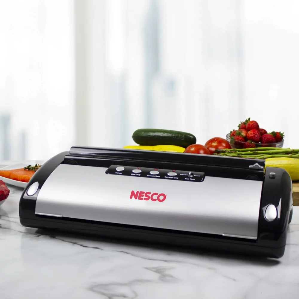 

2023 New NESCO® VS-02 Deluxe Digital Vacuum Sealer, Easy Cut- Wet or Dry, Silver and Black