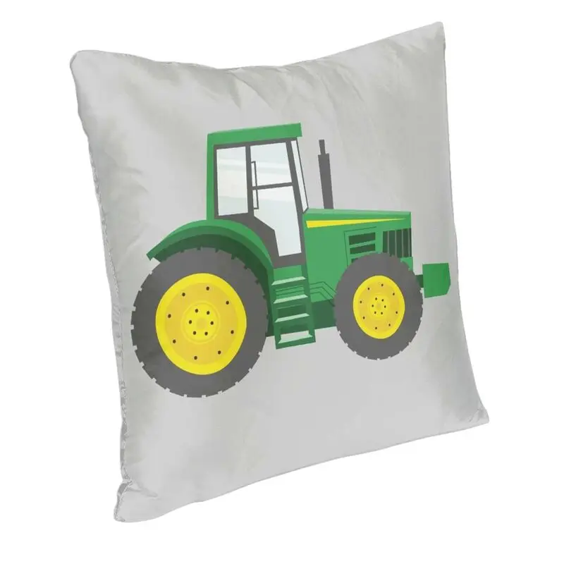 Green Tractors On Grey Cushion Cover 40x40 Home Decorative Printing Throw Pillow Case for Sofa Double Side