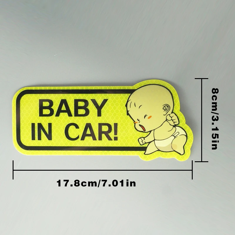 1pc Car Bumper Reflective Safety Strip Stickers Baby in Car Pattern Car Reflective Sticker Reflective Warning Safety Tape