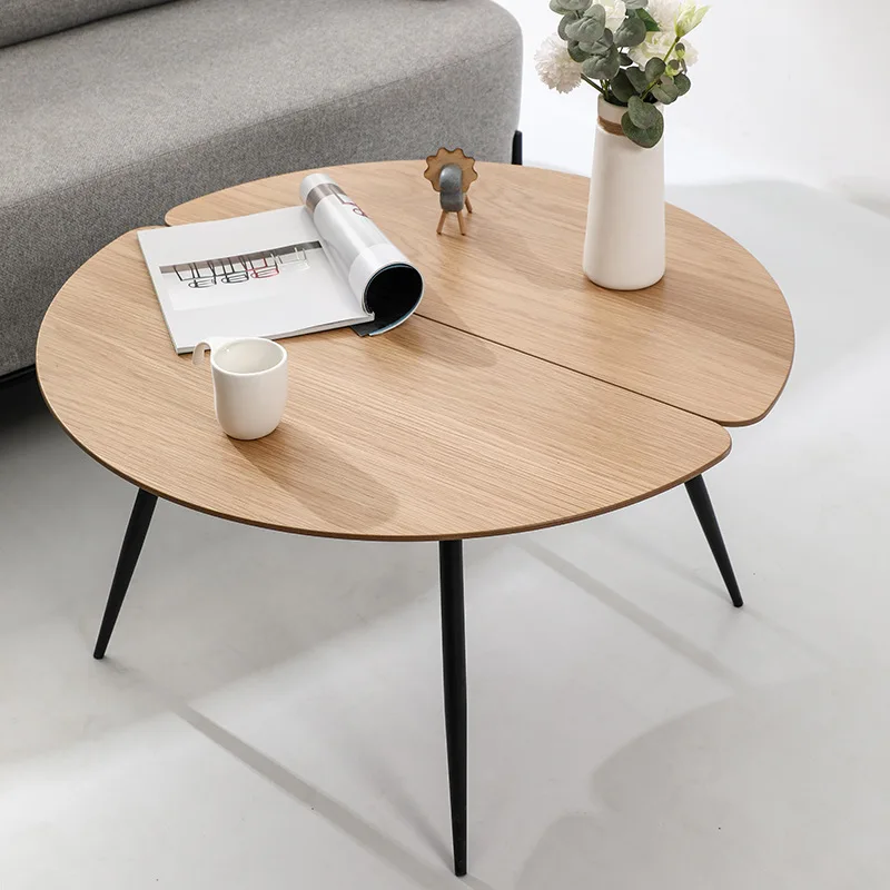 Modern simple wrought iron industrial style coffee table combination living room balcony small round creative edge bay win