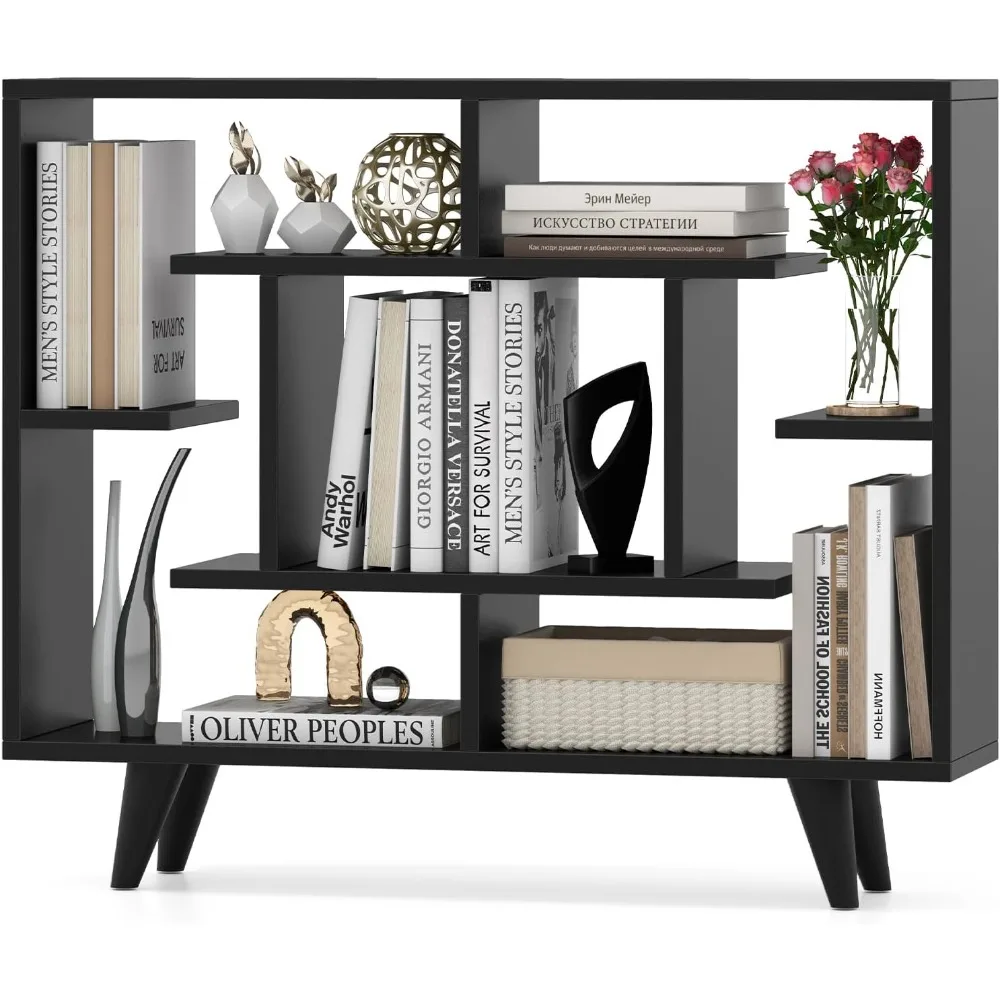 

3-Tier Geometric Bookshelf - Modern Decorative Storage with Staggered Shelves, for Living Room, Study