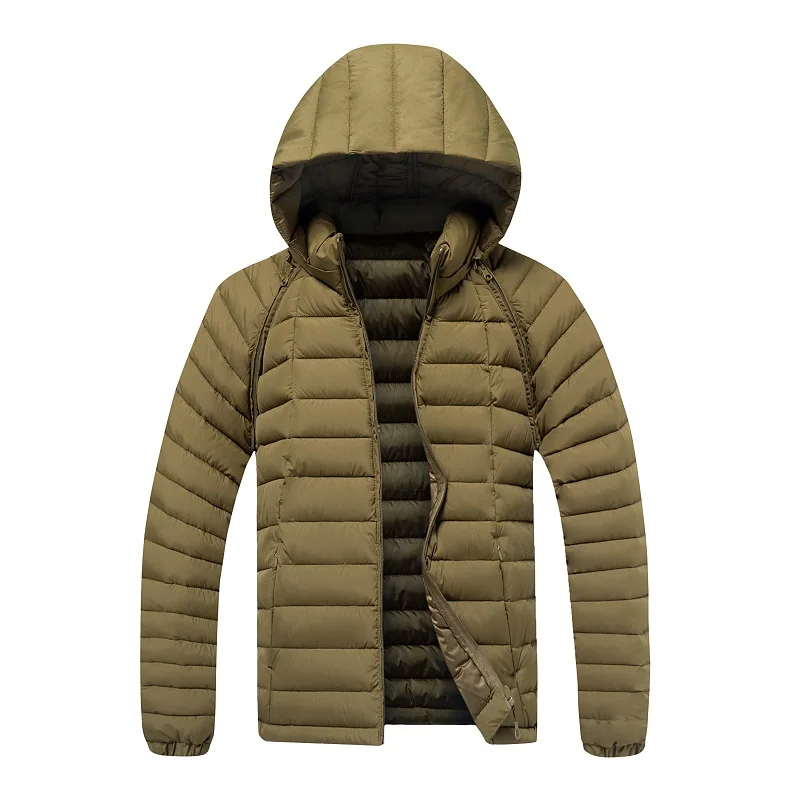 Winter Outdoor Hooded Men Parkas Coats Solid Color Thicken Warm Male Clothes Comfortable All-match Outerwear Fashion New Style