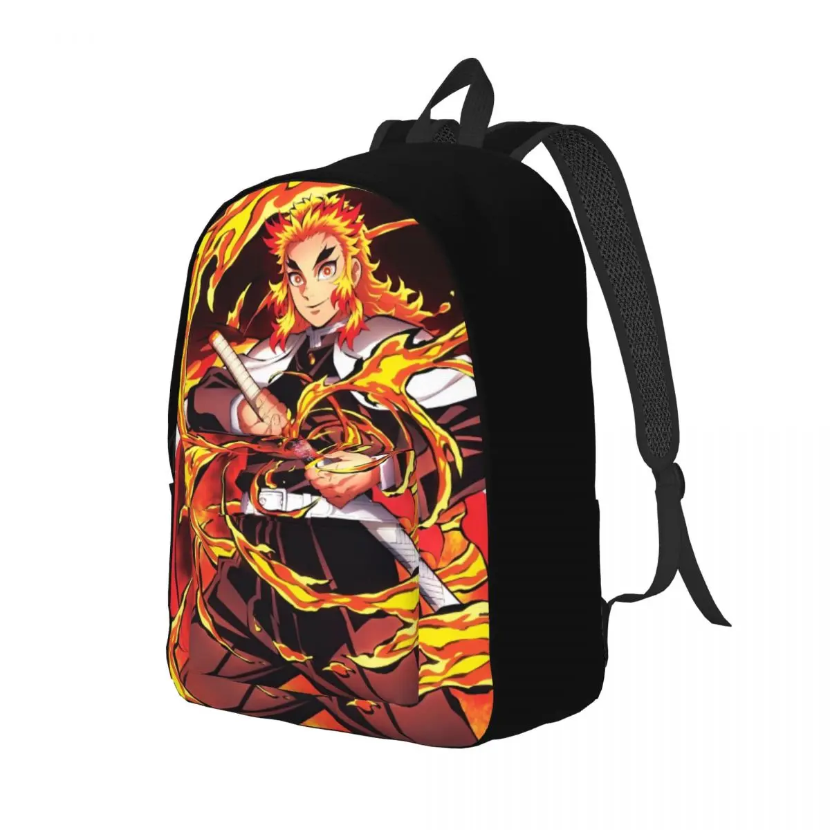 Rengoku Kyoujurou Backpack Middle High College School Student Anime Manga Demon Slayer Bookbag Teens Daypack Durable