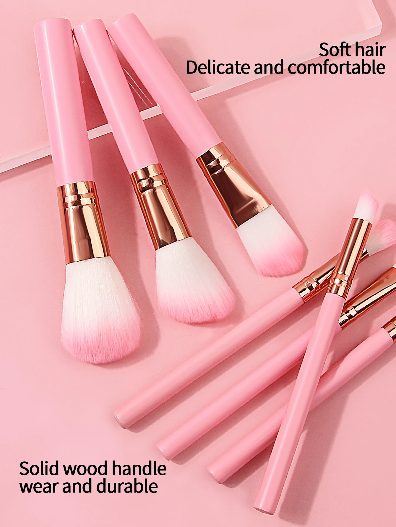 15PCS Makeup Brush Cushion Puff Set Pink Kabuki Foundation Powder Concealer Eyeshadow Eyebrow Brushes Mini Triangle Puff