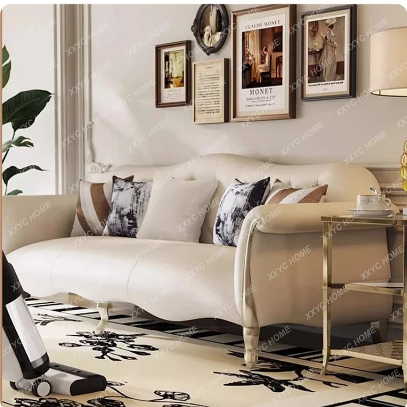 XX light luxury living room leather sofa first layer cowhide solid wood sofa combination