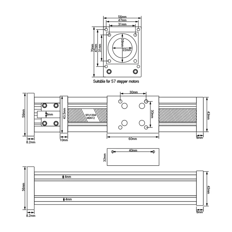 انزلاق الجدول X Y Z محور الحركة المرحلة SFU1204 SFU1605 وحدة خطية دعوى ل Nema 17 Nema 23 محرك متدرج طابعة ثلاثية الأبعاد