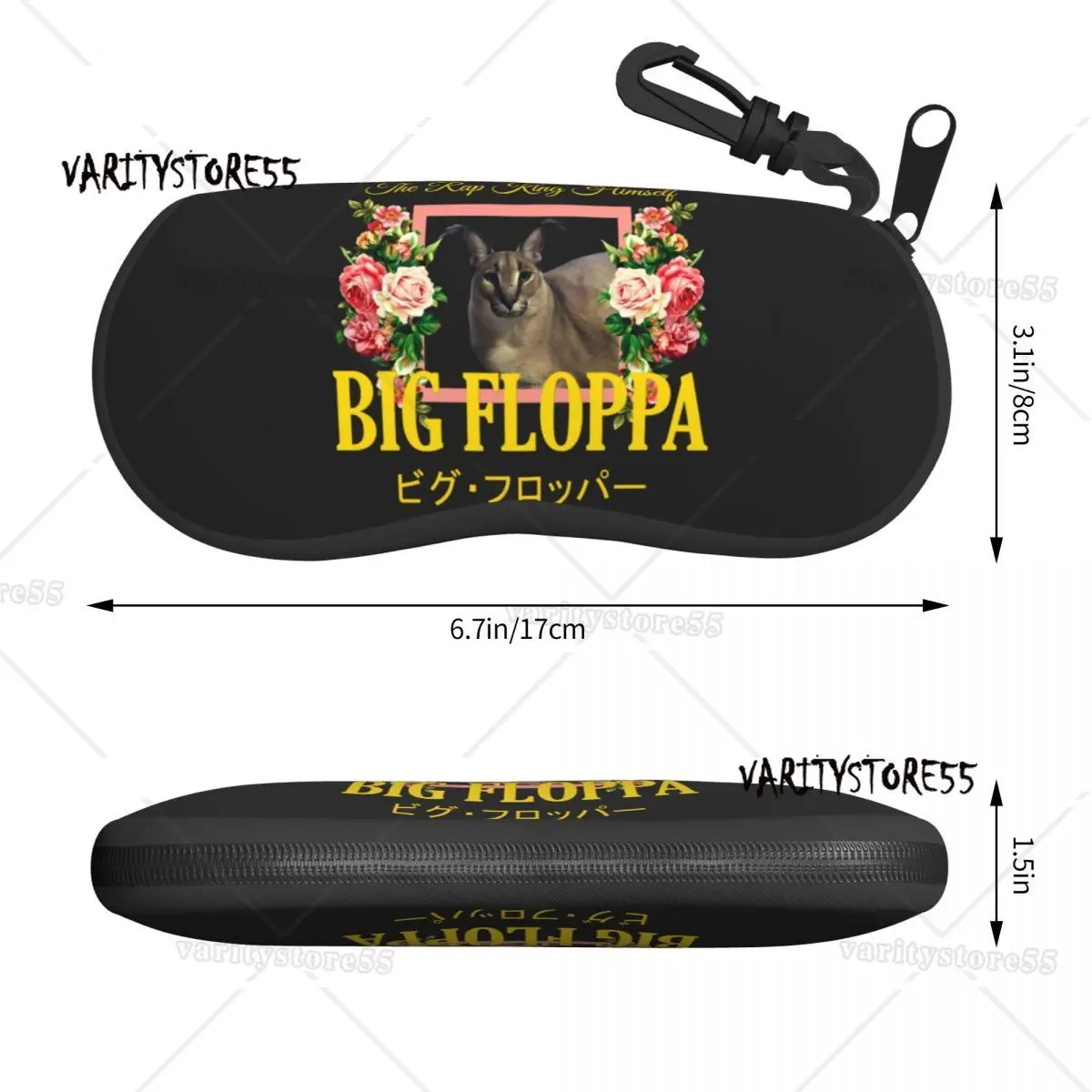 Custom Big Floppa Floral Aesthetic Shell Glasses Case Unisex Cool Africa Cat Caracal Eyeglasses Case Sunglasses Protector Box